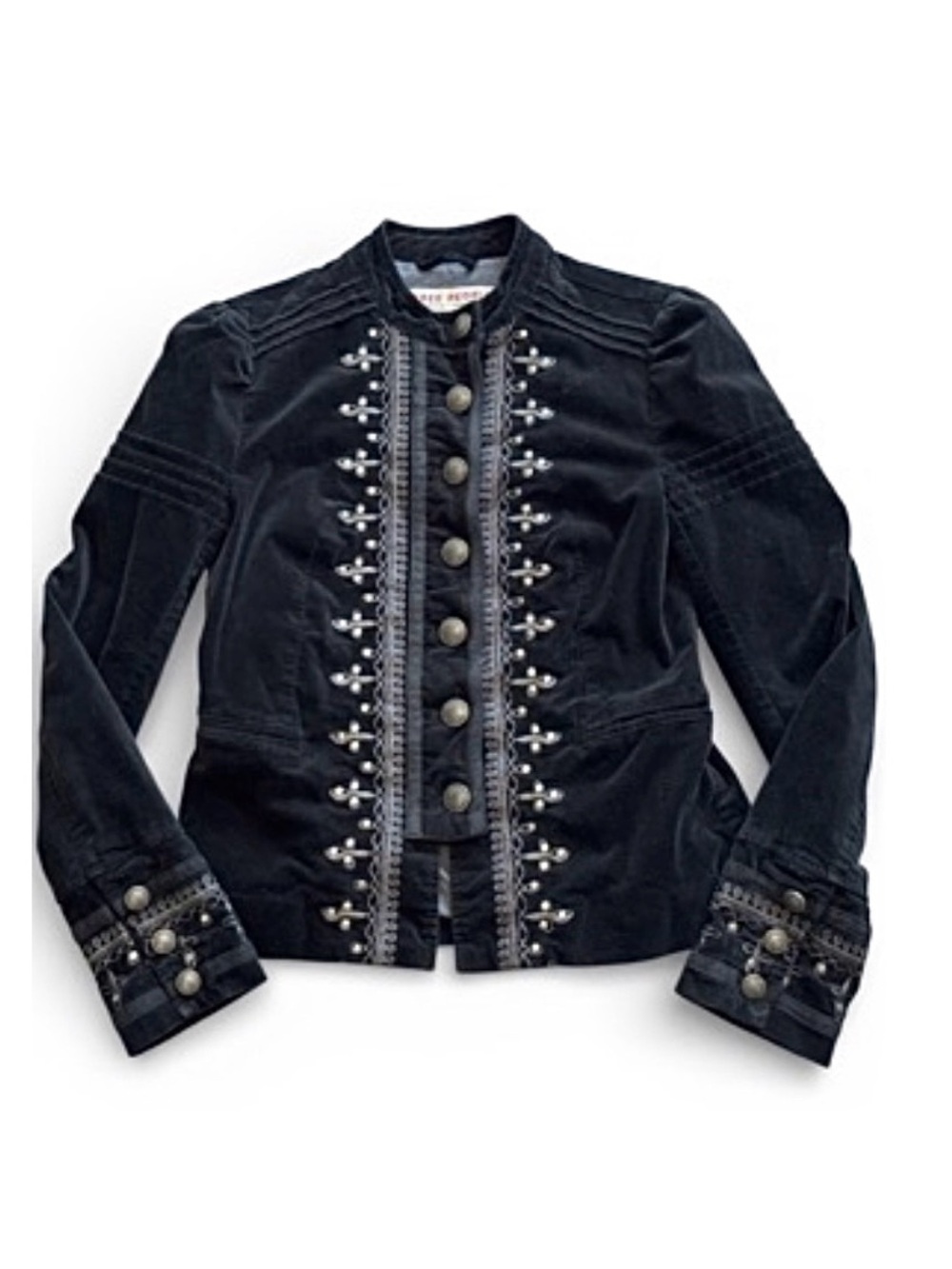 🦋 Free People Maven Embroidered Stretch-Velvet Jacket In Black - Picture 8 of 15